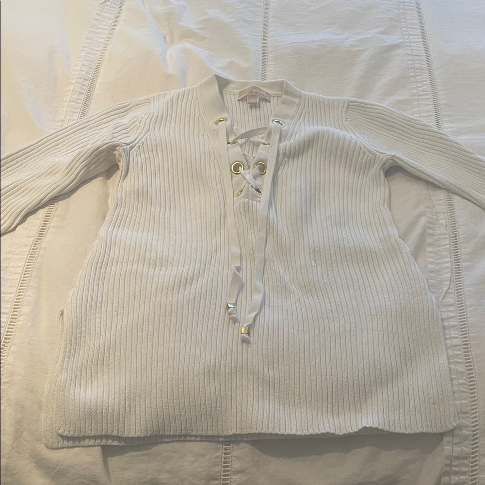 MICHAEL Michael Kors White Lace-Up Sweater